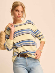 Cashmere Boyfriend Sweater - Parmesan Multi Stripe