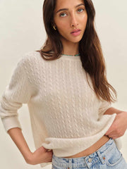 Cashmere Boyfriend Sweater - Cream Cable