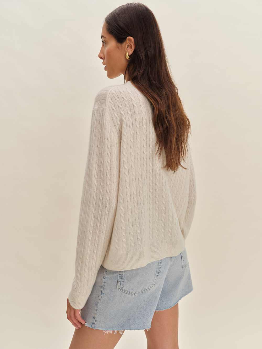 Cashmere Boyfriend Sweater - Cream Cable