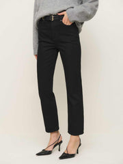 Cynthia High Rise Straight Cropped Jeans - Black