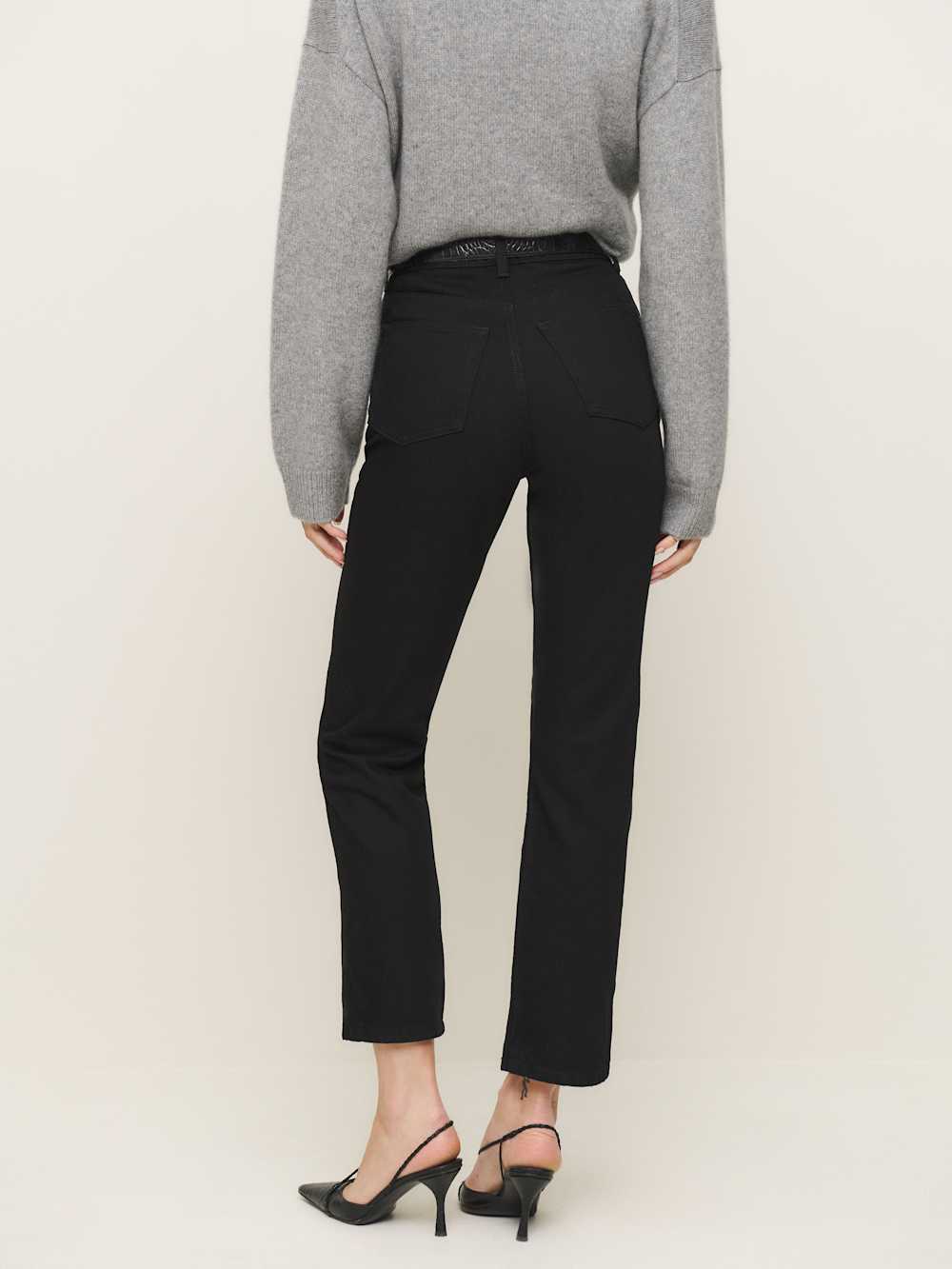 Cynthia High Rise Straight Cropped Jeans - Black