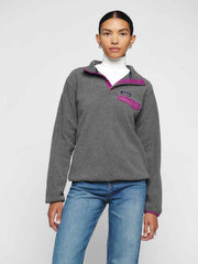 Patagonia W's Synchilla Snap-t Pullover - Nickel W/ Amaranth Pink