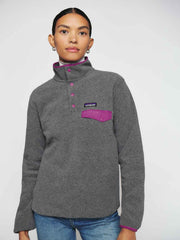Patagonia W's Synchilla Snap-t Pullover - Nickel W/ Amaranth Pink