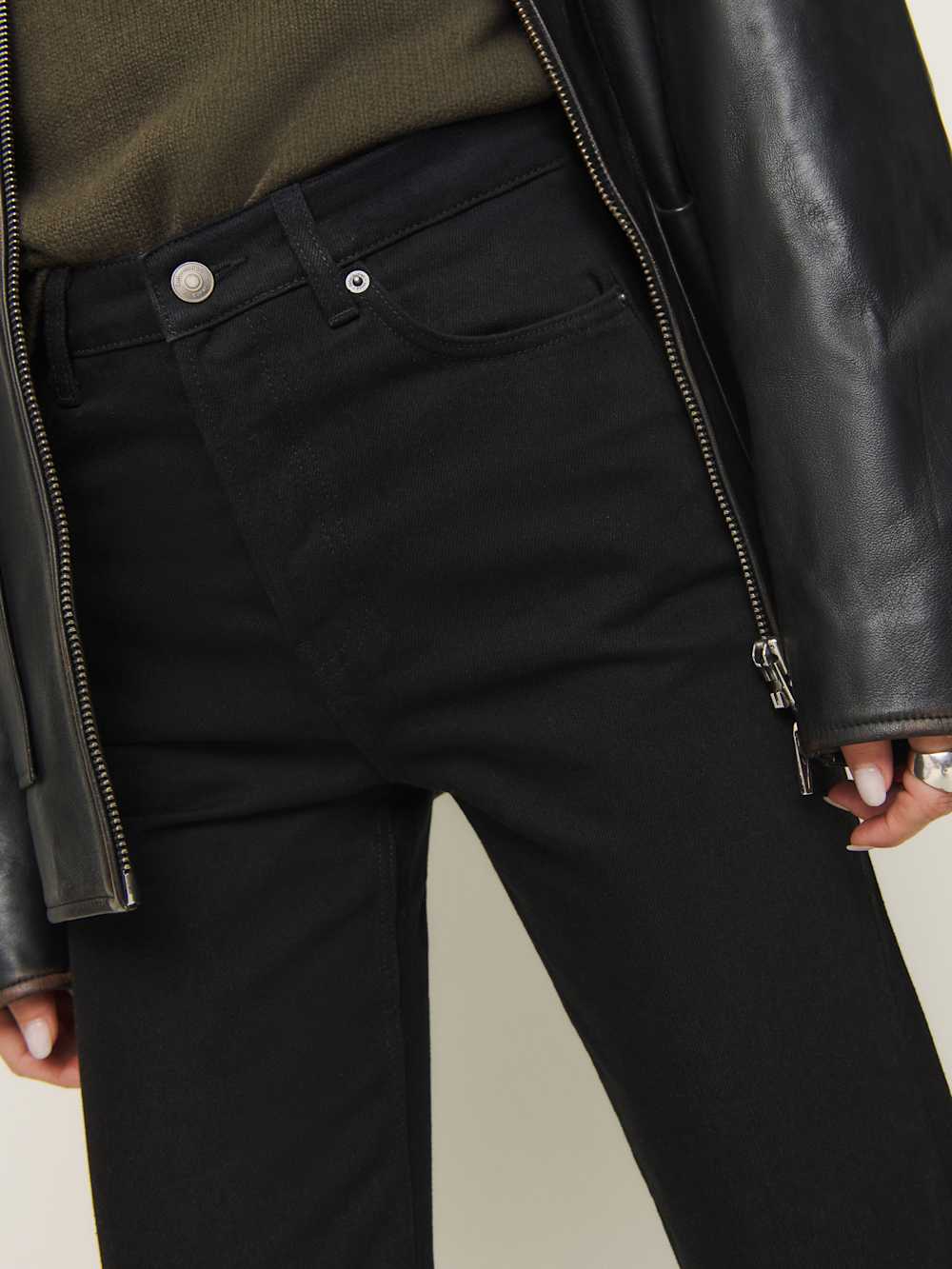 Cynthia High Rise Straight Long Jeans - Black