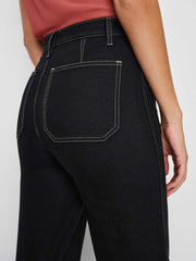 Alyssa Stretch High Rise Wide Leg Jeans - Black