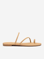 Ludo Toe Ring Strappy Flat Sandal - Buff