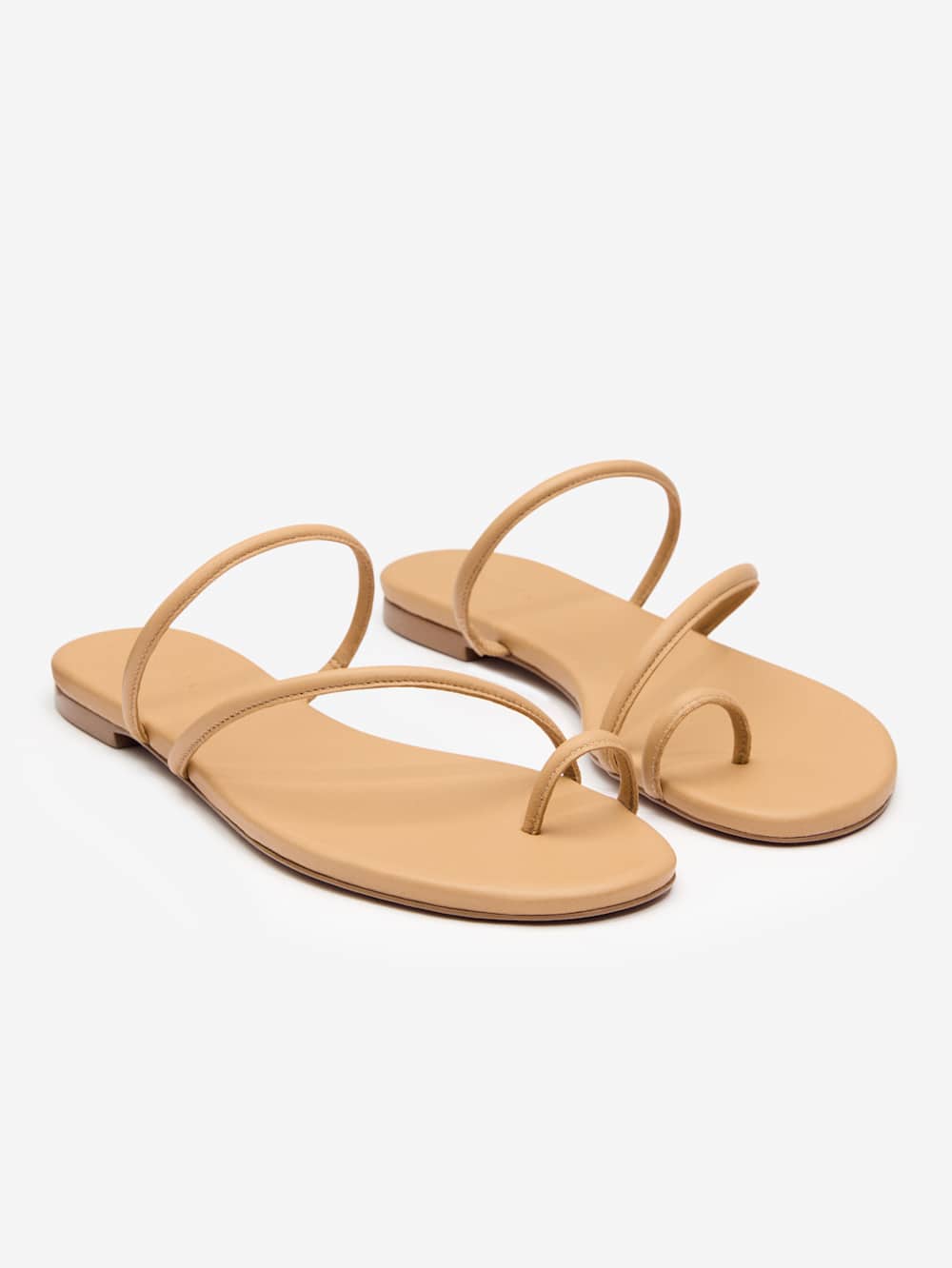 Ludo Toe Ring Strappy Flat Sandal - Buff