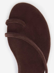 Ludo Toe Ring Strappy Flat Sandal - Espresso Suede