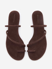 Ludo Toe Ring Strappy Flat Sandal - Espresso Suede