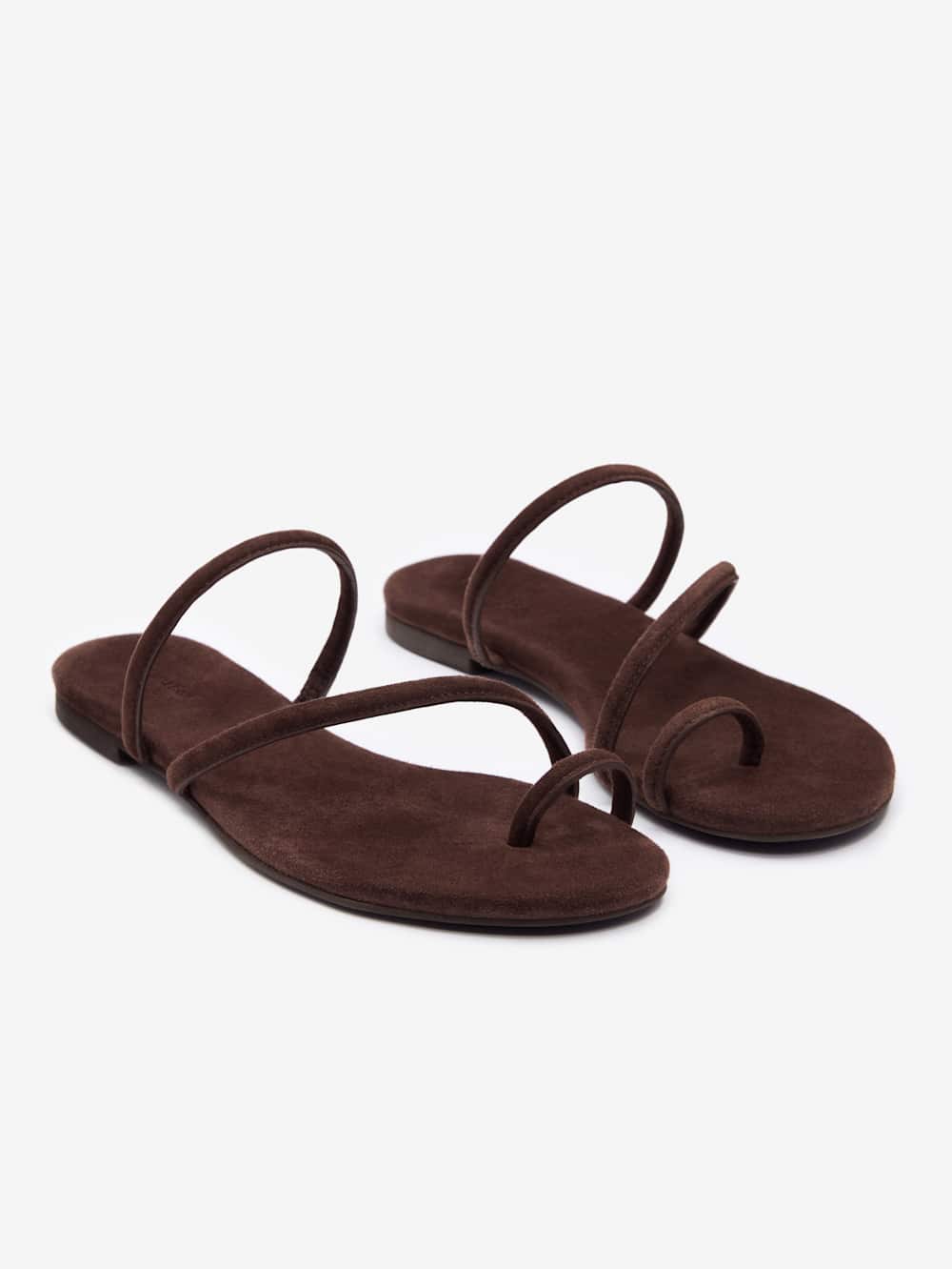Ludo Toe Ring Strappy Flat Sandal - Espresso Suede