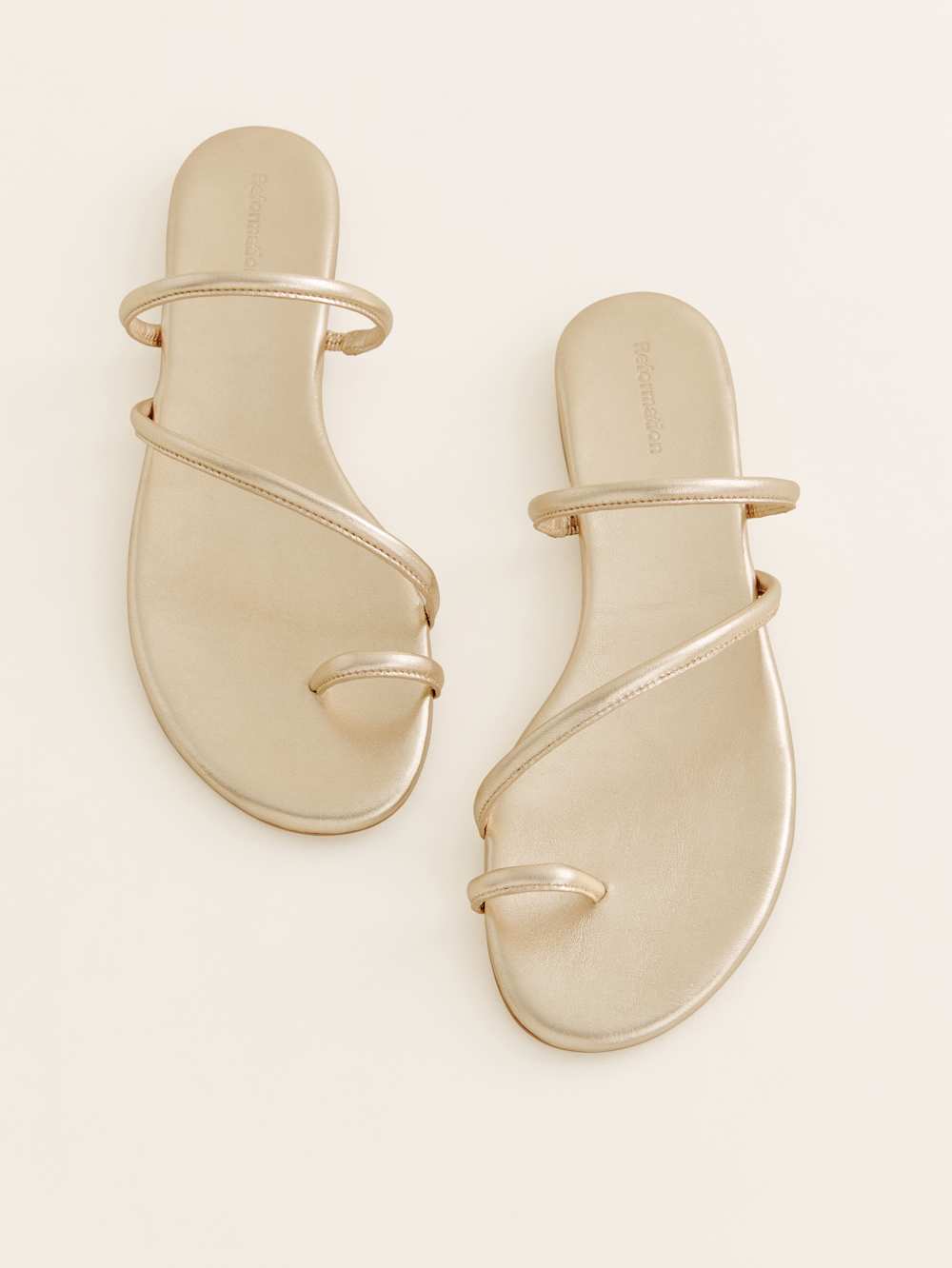 Ludo Toe Ring Strappy Flat Sandal - Gold