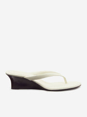 Amelia Thong Wedge Sandal - White Brown