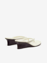 Amelia Thong Wedge Sandal - White Brown