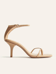 Gigi Strappy Mid Heel Sandal - Buff