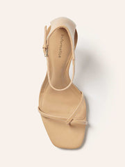 Gigi Strappy Mid Heel Sandal - Buff