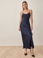 Parma Silk Dress - Navy