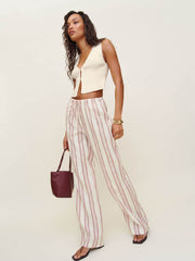 Olina Linen Pant - Avignon Stripe