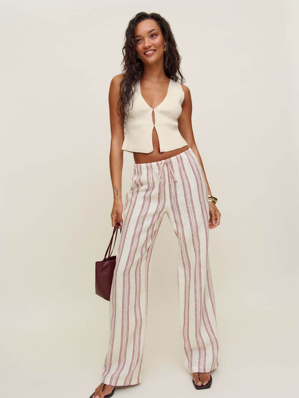Olina Linen Pant - Avignon Stripe