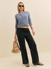 Olina Linen Pant - Black