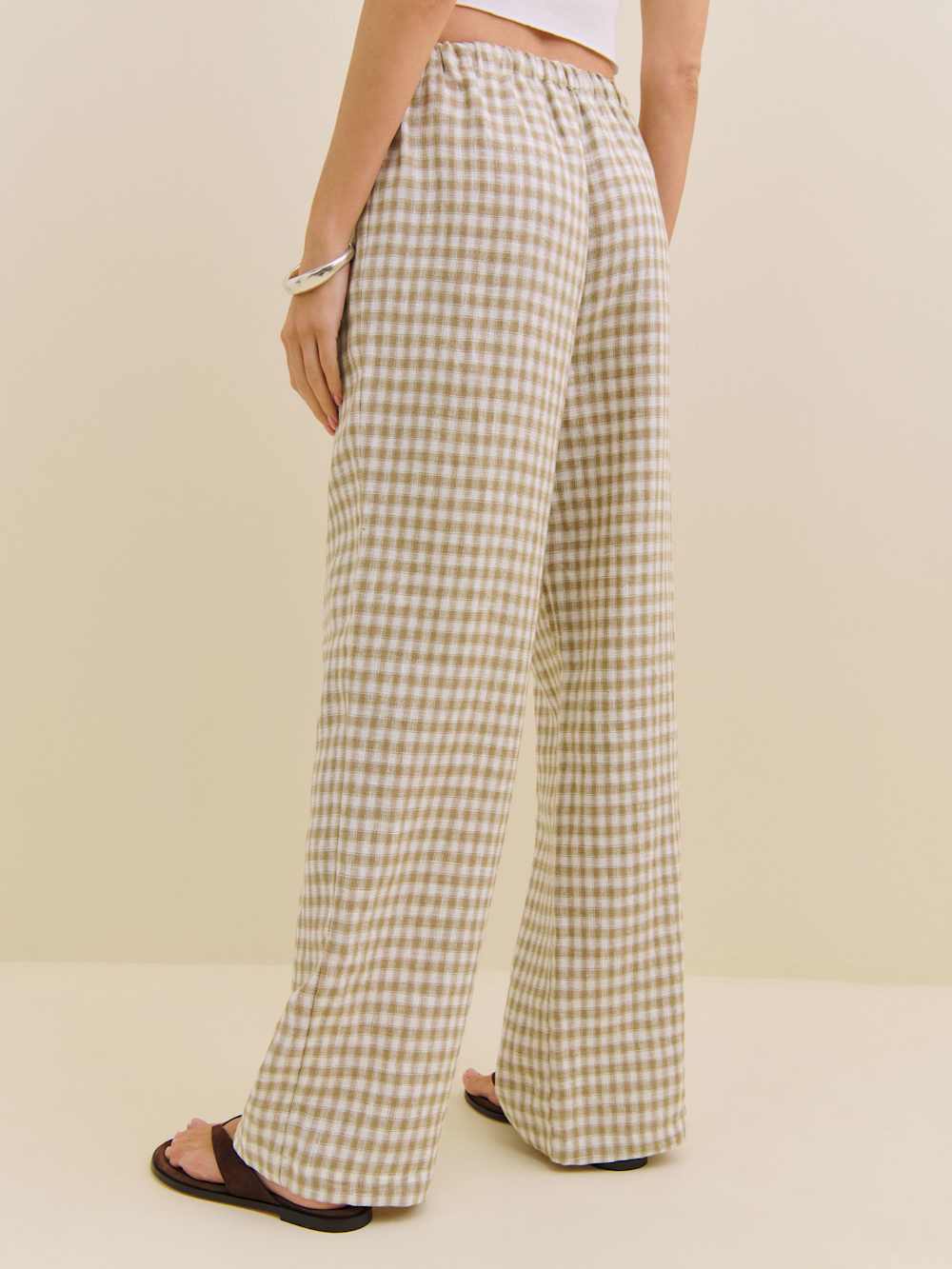 Olina Linen Pant - Dunes Check