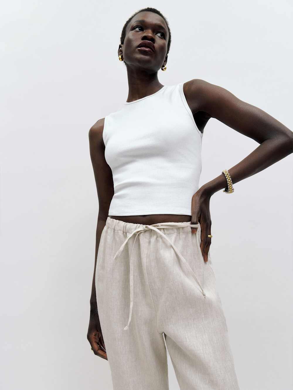 Olina Linen Pant - Oatmeal