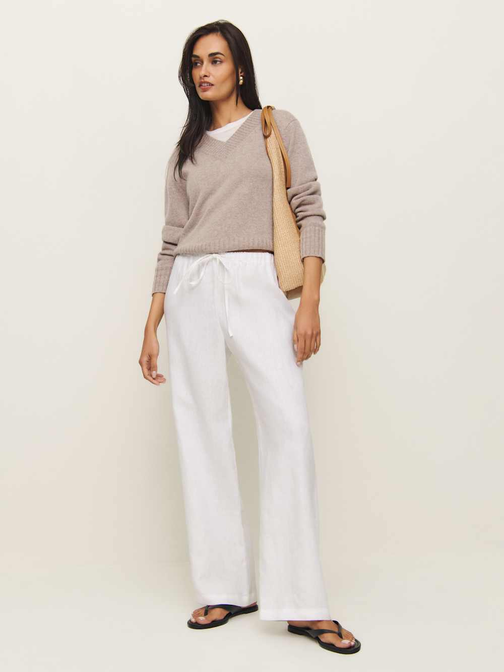 Olina Linen Pant - White