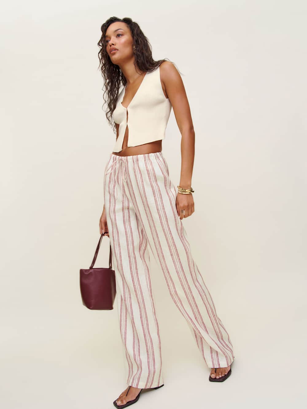 Petites Olina Linen Pant - Avignon Stripe