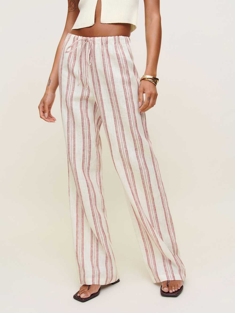 Petites Olina Linen Pant - Avignon Stripe
