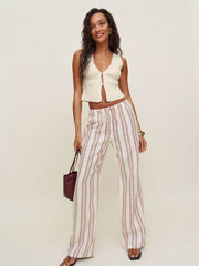 Petites Olina Linen Pant - Avignon Stripe