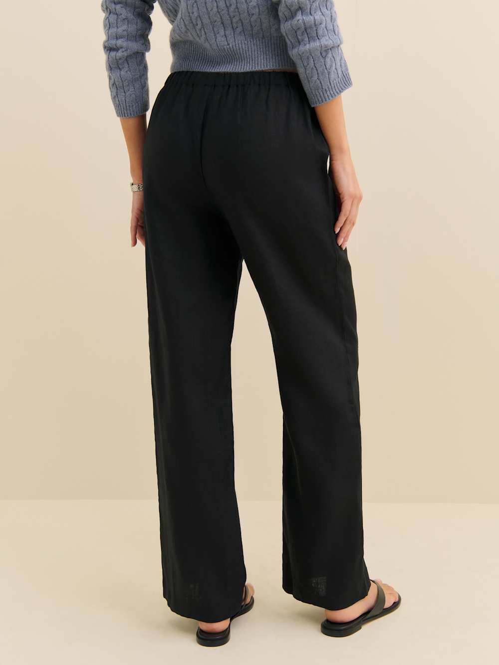 Petites Olina Linen Pant - Black