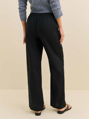 Petites Olina Linen Pant - Black