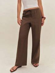 Petites Olina Linen Pant - Chocolate Cake