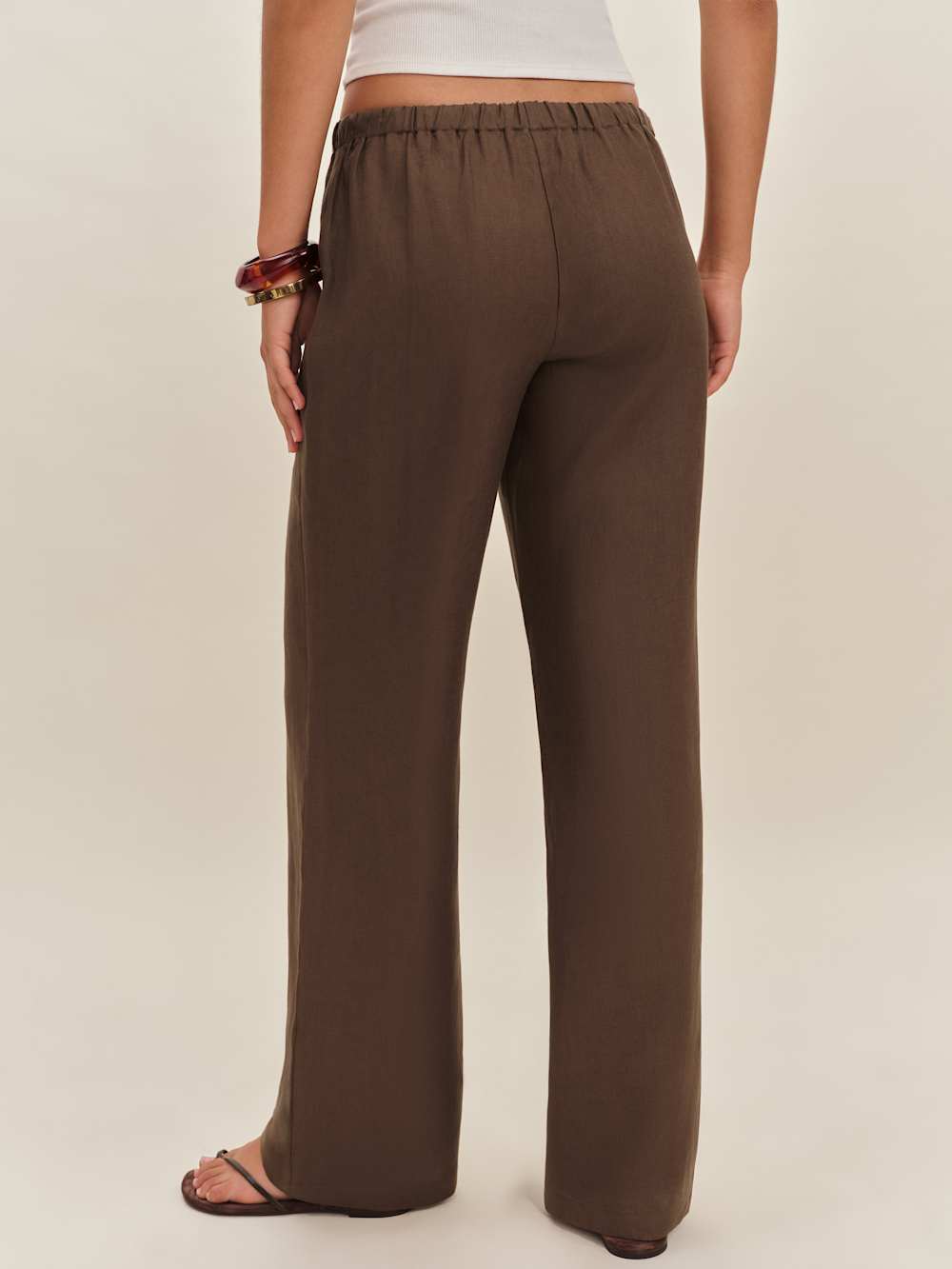 Petites Olina Linen Pant - Chocolate Cake