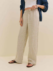Petites Olina Linen Pant - Dunes Check
