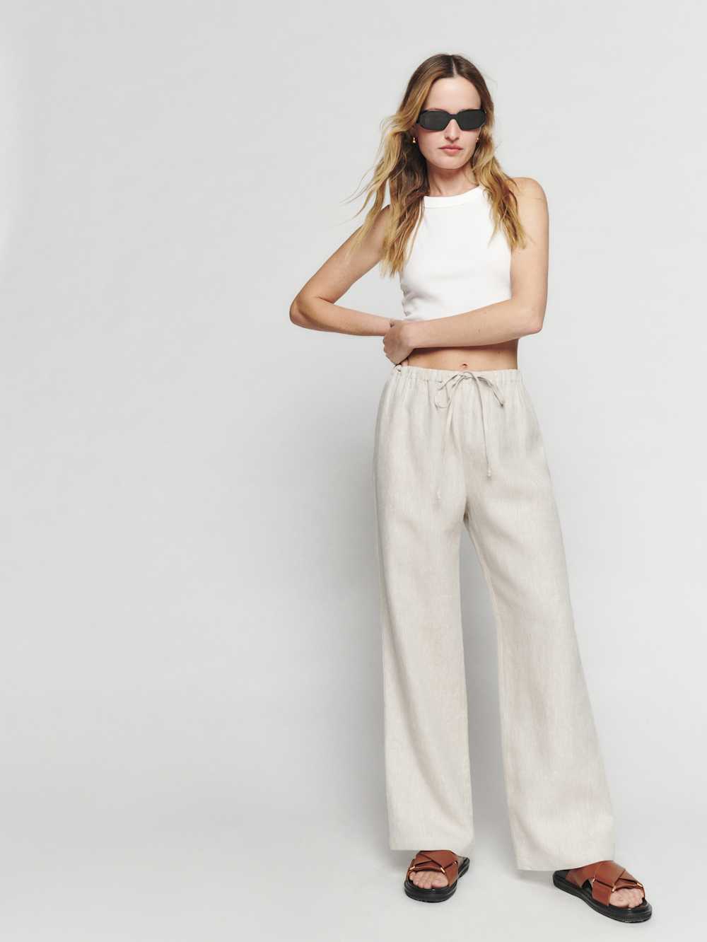 Petites Olina Linen Pant - Oatmeal