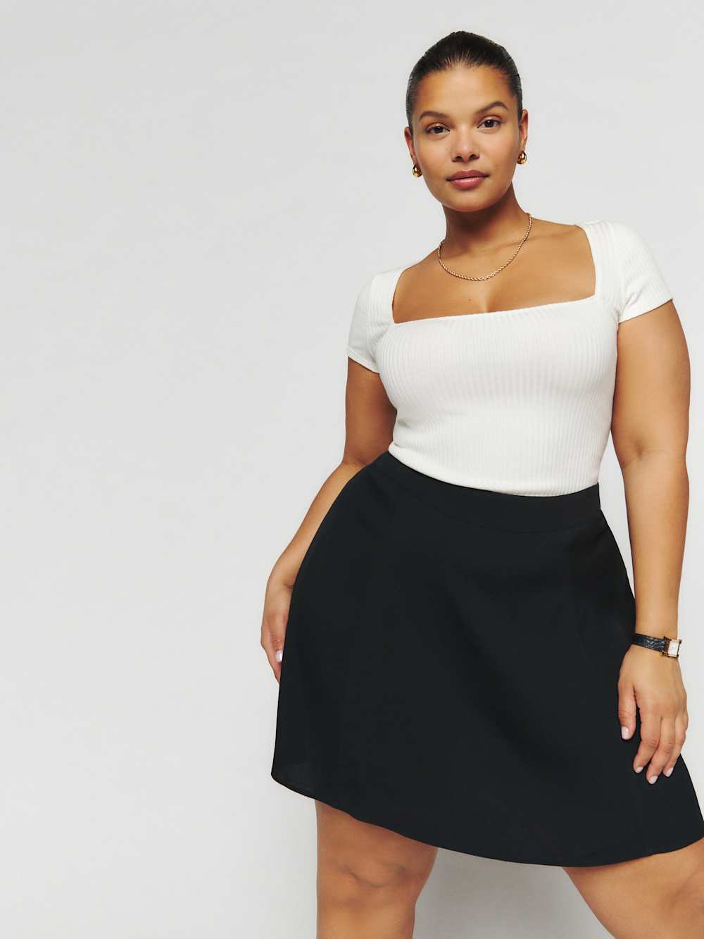 Flounce Skirt Es - Black