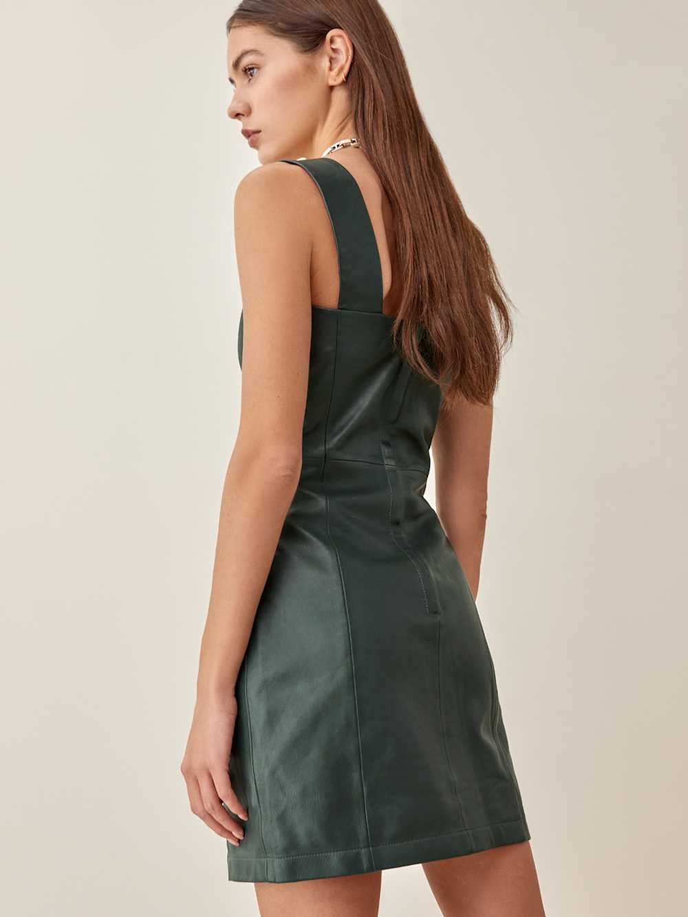 Veda Austin Leather Mini Dress - Bottle Green