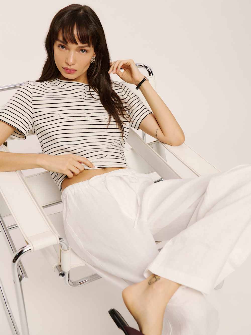 Classic Crew Tee - Black And White Stripe