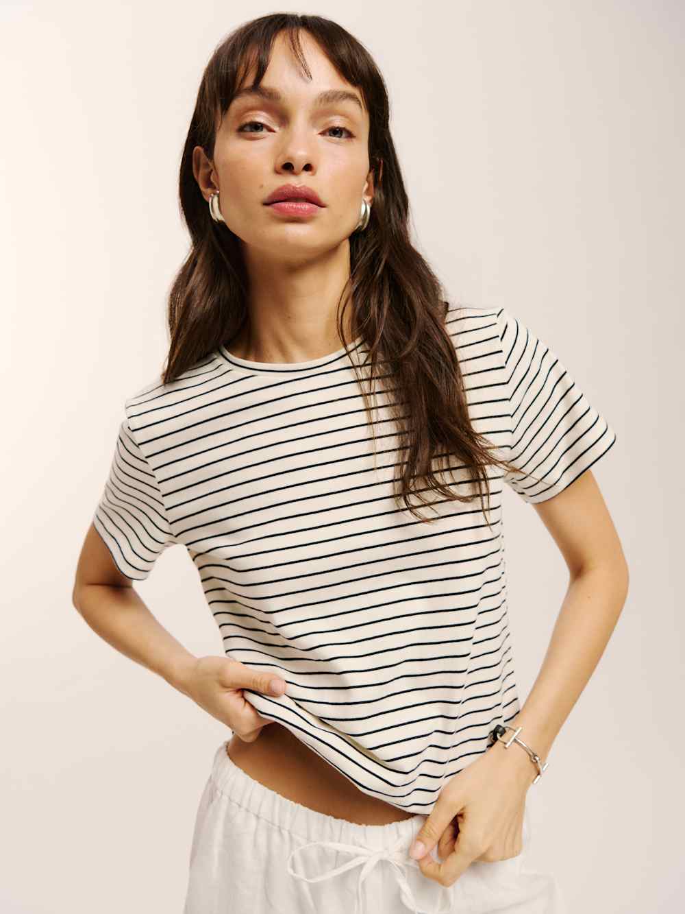 Classic Crew Tee - Black And White Stripe