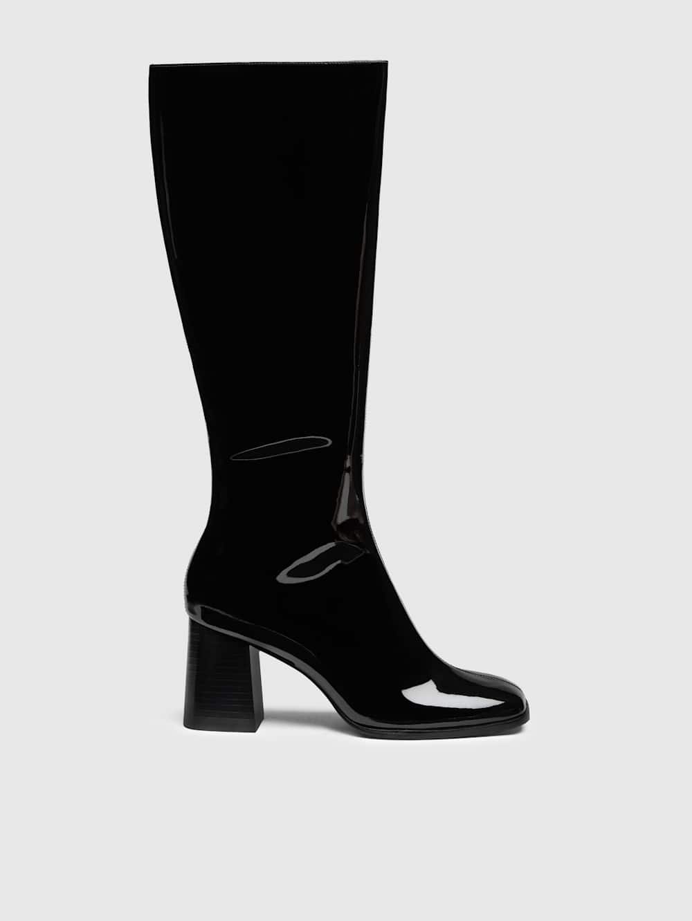 Nylah Knee Boot - Black Patent