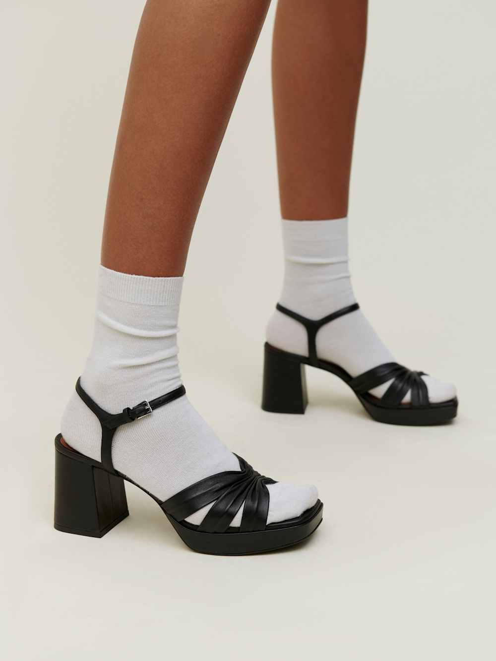 Maize Platform Sandal - Black Leather