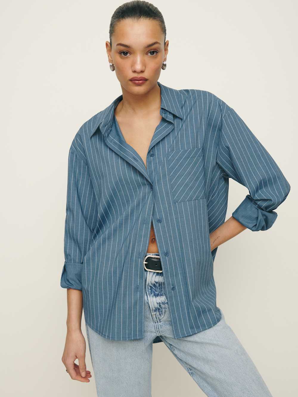 Will Oversized Shirt - Chambray Stripe