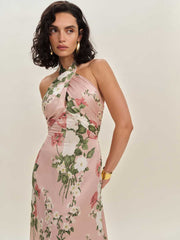 Veria Silk Dress - Rose Garden