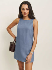 Jessi Linen Dress - Cornflower