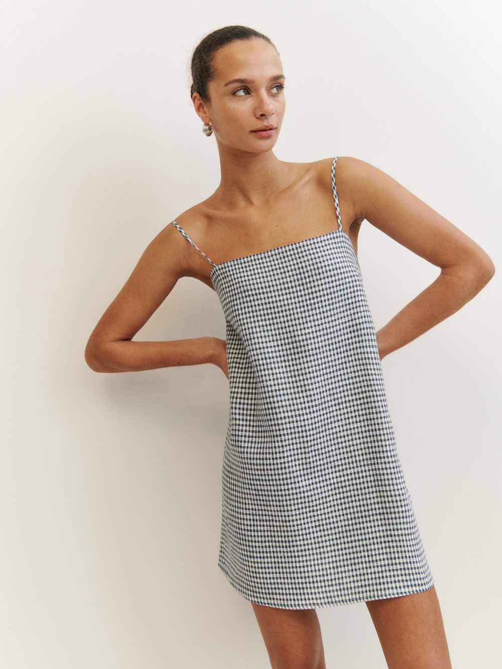 Aubree Linen Dress - Slate Check