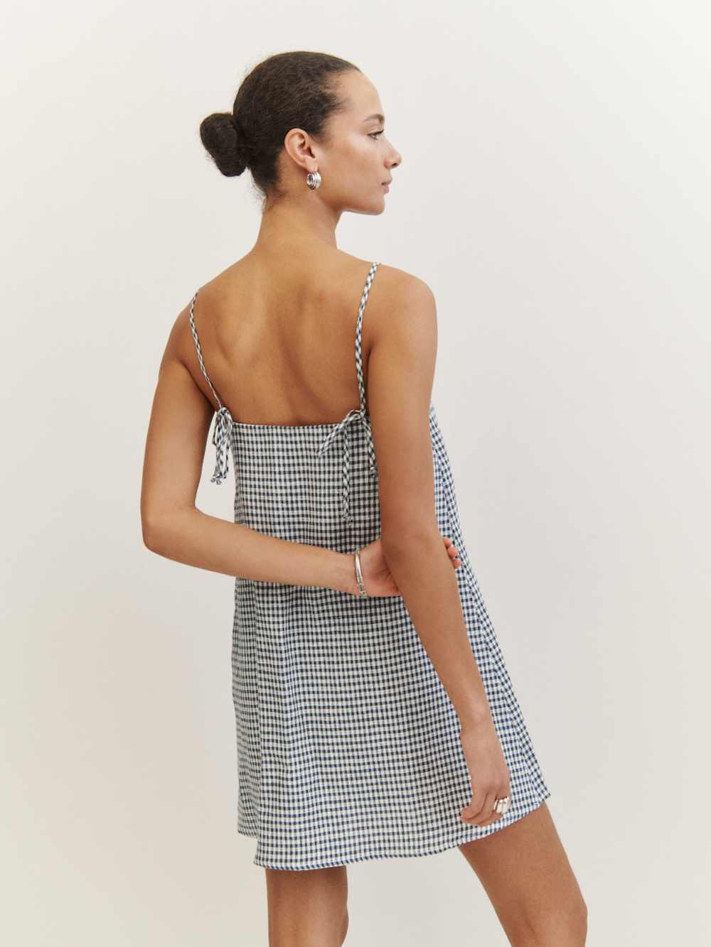Aubree Linen Dress - Slate Check