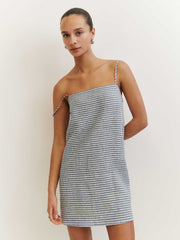 Aubree Linen Dress - Slate Check