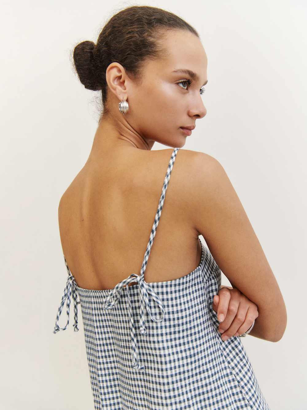 Aubree Linen Dress - Slate Check