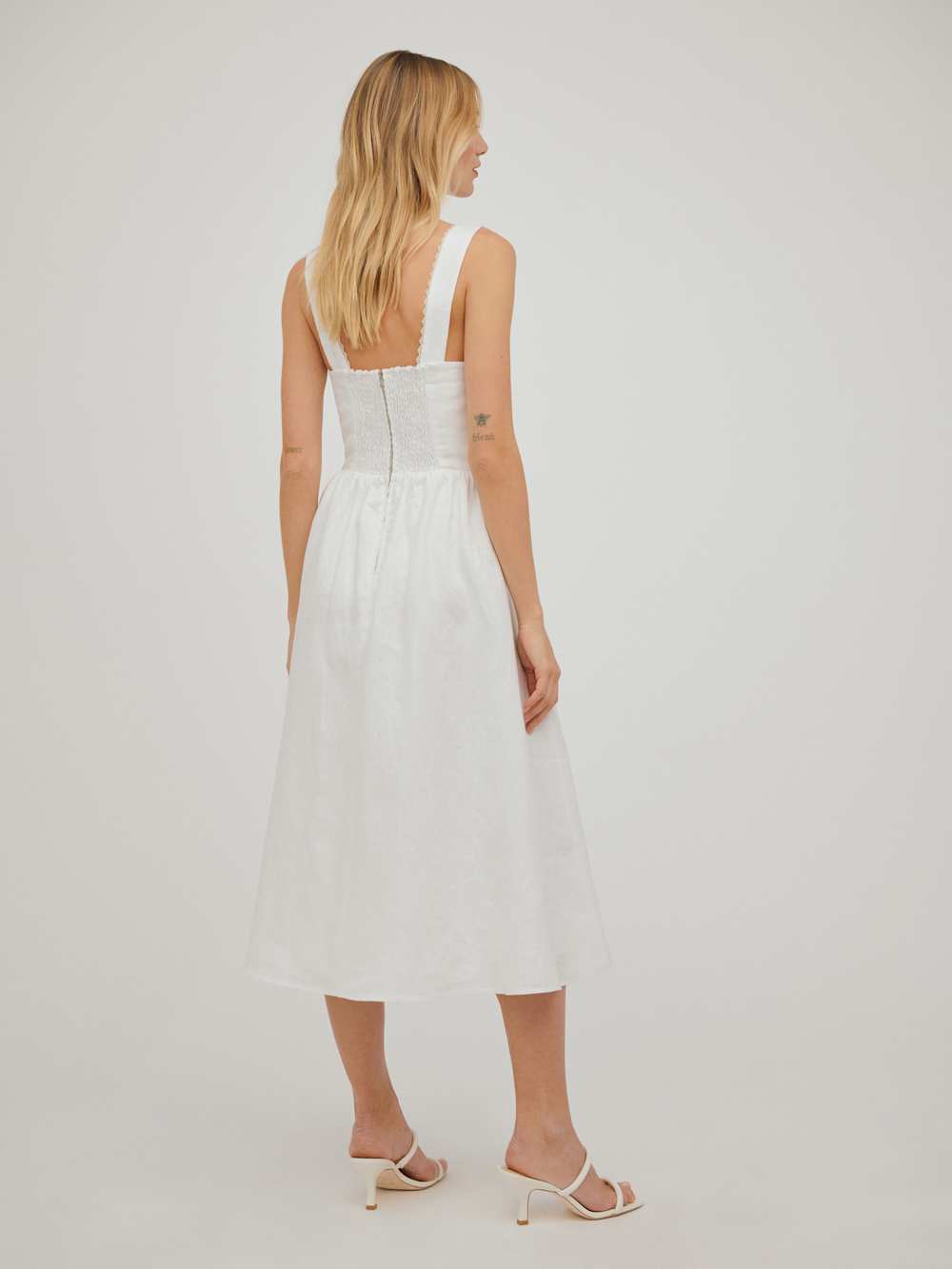 Tagliatelle Linen Dress - White