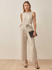 Naomi Linen Jumpsuit - Oatmeal